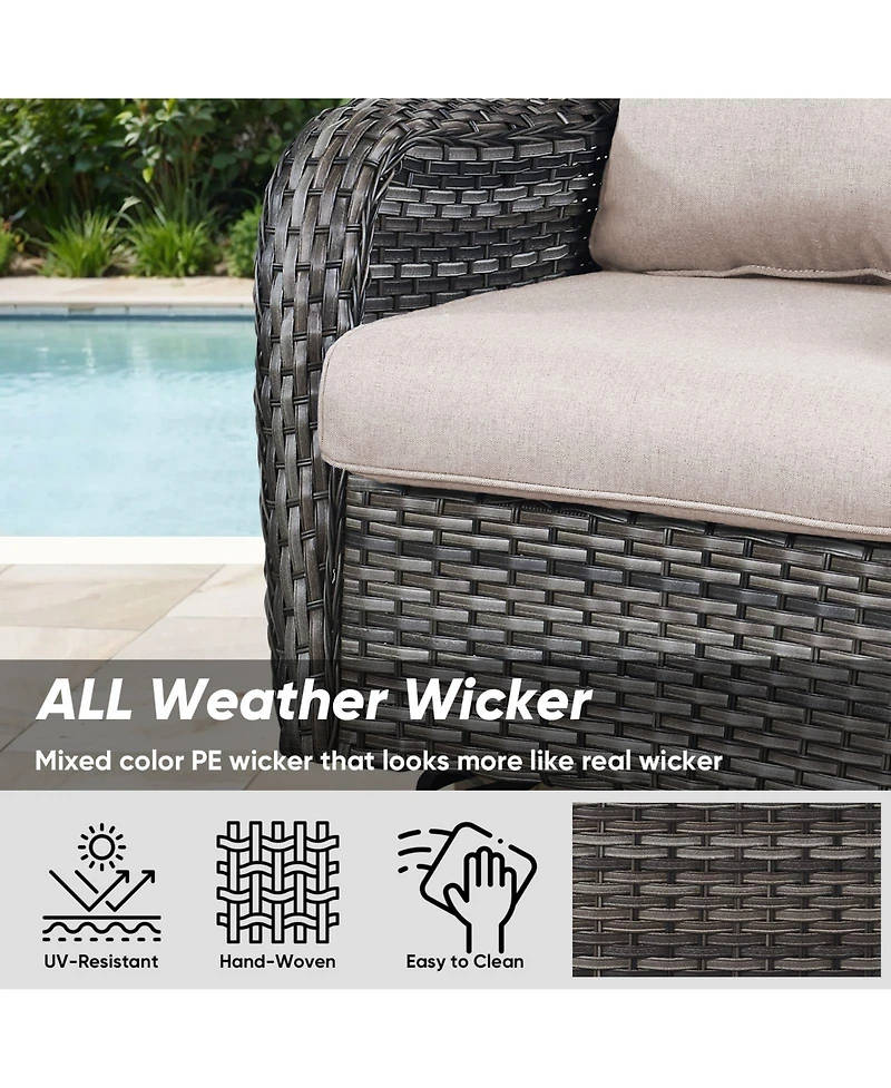 Pocassy 4 Pieces Outdoor Gliders Chairs Swivel Chairs with 5-Inch Thick Cushions