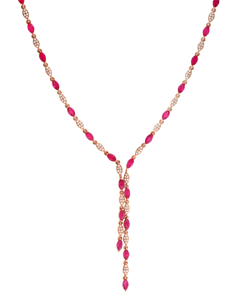 Effy Collection Ruby (3-1/3 ct. t.w.) & Diamond (3/8 ct. t.w.) Necklace in 14k Rose Gold
