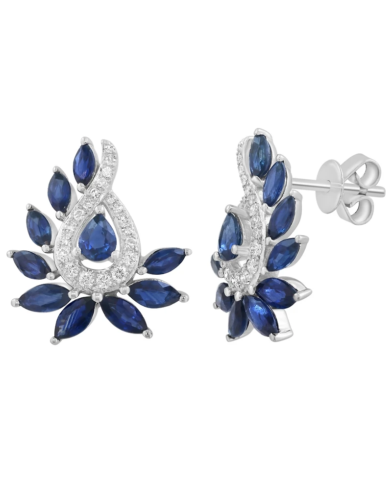 Effy Collection Sapphire (2-3/8 ct. t.w.) & Diamond (1/4 ct. t.w.) Earrings in 14k White Gold