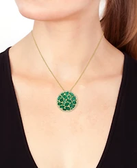 Effy Collection Emerald (2-7/8 ct. t.w.) & Diamond (1/6 ct. t.w.) Pendant Necklace in 14k Yellow Gold