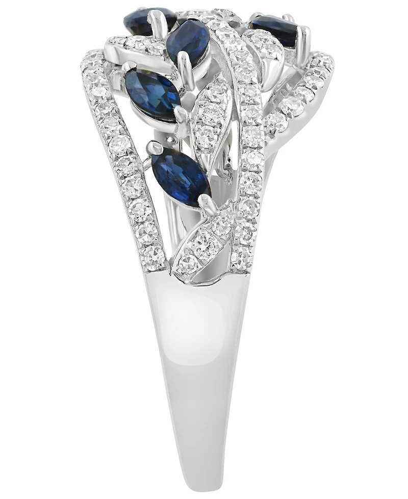 Effy Collection Sapphire (7/8 ct. t.w.) & Diamond (3/8 ct. t.w.) Ring in 14k White Gold