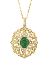 Effy Collection Emerald (1-1/6 ct. t.w.) & Diamond (1/3 ct. t.w.) Pendant Necklace in 14k Yellow Gold
