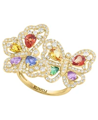 Effy Collection Multi-Sapphire (1-3/4 ct. t.w.), Tsavorite (1/6 ct. t.w.) & Diamond (3/4 ct. t.w.) Ring in 14k Yellow Gold