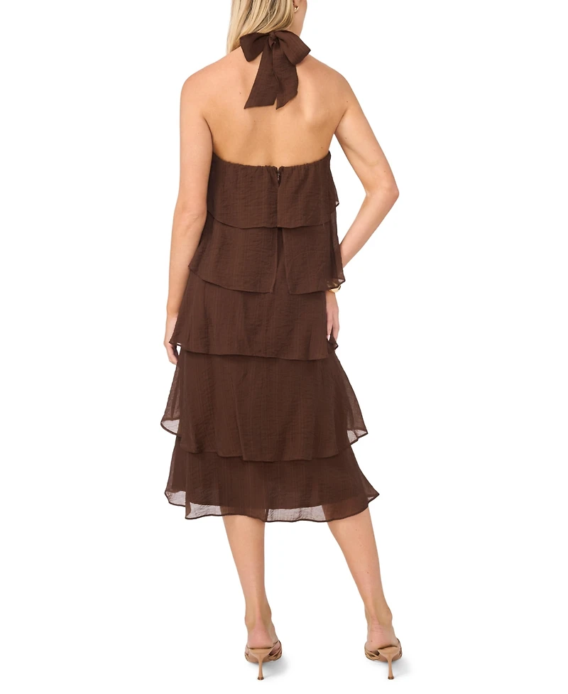 Vince Camuto Women's Five Tier Halter Neck Midi Dress