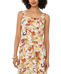 Vince Camuto Women's Floral Square-Neck Smocked-Back Sleeveless Maxi Dress