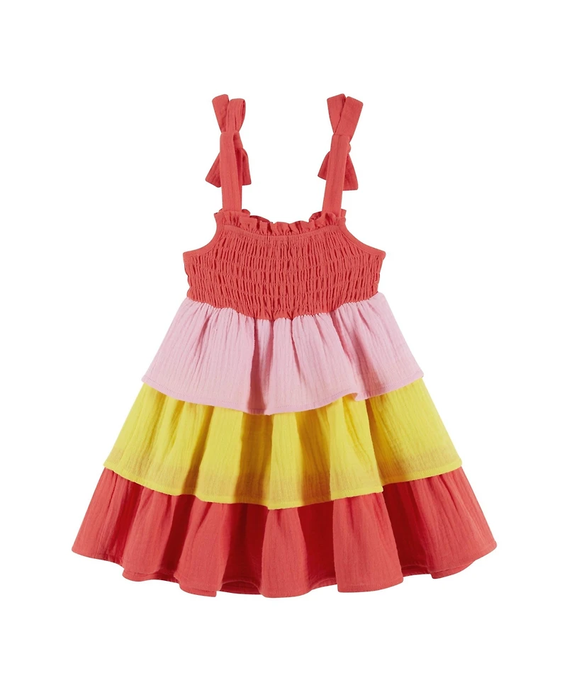 Andy & Evan Baby Girls Andy and Evan Red Gauze Tiered Dress