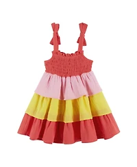 Andy & Evan Baby Girls Andy and Evan Red Gauze Tiered Dress