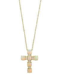 Effy Collection Opal (2-3/8 ct. t.w.) & Diamond (1/10 ct. t.w.) Pendant Necklace in 14k Yellow Gold