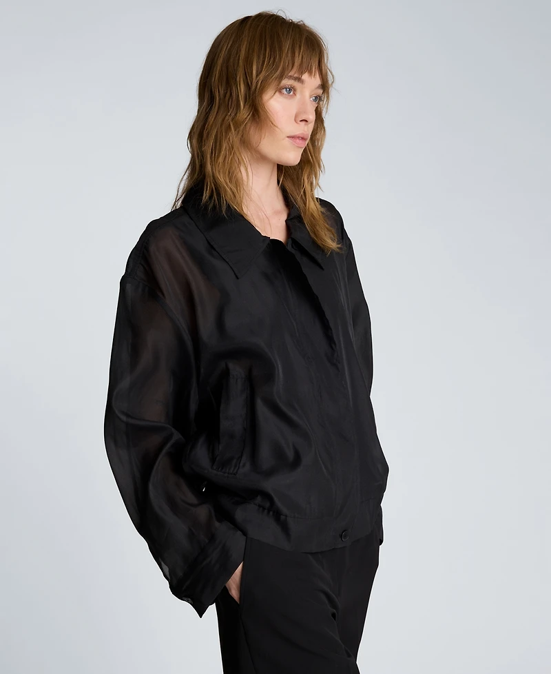 Kenneth Cole Women's Collared Neck Bomber Jacket