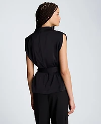 Kenneth Cole Women's High Cowl Neck Belted Blouse