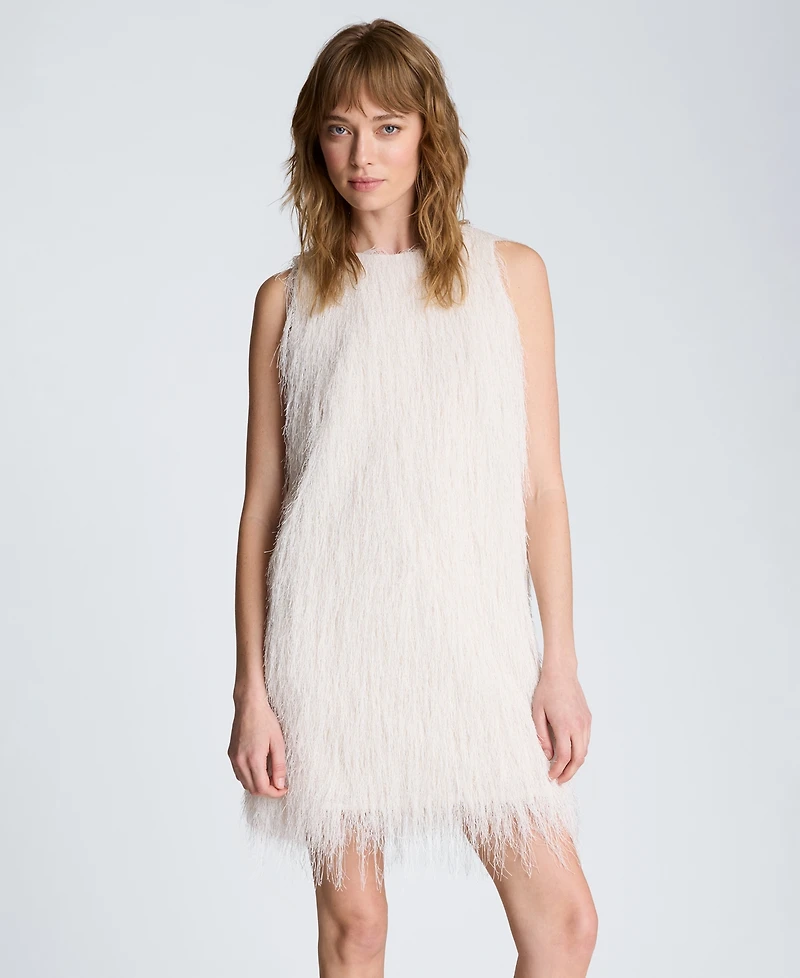 Kenneth Cole Women's Sleeveless Fringed Knit Mini Dress
