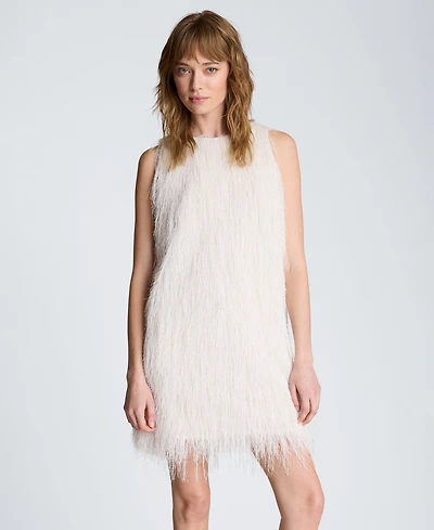 Kenneth Cole Women's Sleeveless Fringed Knit Mini Dress