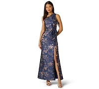 Adrianna Papell Petite One-Shoulder Side-Slit Gown