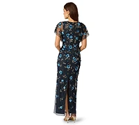 Adrianna Papell Women's Beaded Mesh Column Dress