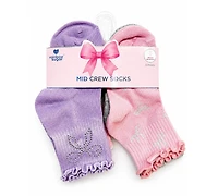 Rainbow Sugar Girls' 4-8.5 Mid Crew Socks, 8-Pack