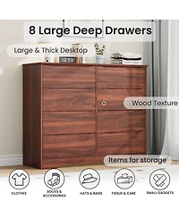homfan Tall 8-Drawer Wooden Dresser, Modern Storage Cabinet with Deep Drawers and Wide Top for Multi-Room Use