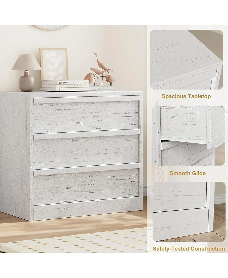 homfan Versatile Modern Dresser - 3 and 4 Drawer Tall Bedside Table Chest for Bedroom, Living Room, Entryway Large Storage, Small