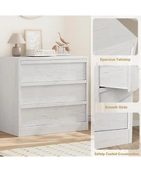 homfan Versatile Modern Dresser - 3 and 4 Drawer Tall Bedside Table Chest for Bedroom, Living Room, Entryway Large Storage, Small