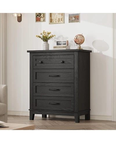 homfan 4 Dresser for Bedroom, 34.8" Tall Vertical Drawer with Large Storage, Freestanding Wooden Closet Chest Living Room