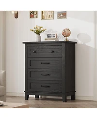 homfan 4 Dresser for Bedroom, 34.8" Tall Vertical Drawer with Large Storage, Freestanding Wooden Closet Chest Living Room