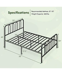 Gymax Stylish Full Size Metal Bed Frame Platform Bed Base With Headboard and Footboard