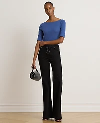 Lauren Ralph Petite Stretch Cotton Boatneck Tee
