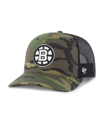 '47 Brand Men's Camo Boston Bruins Trucker Snapback Hat