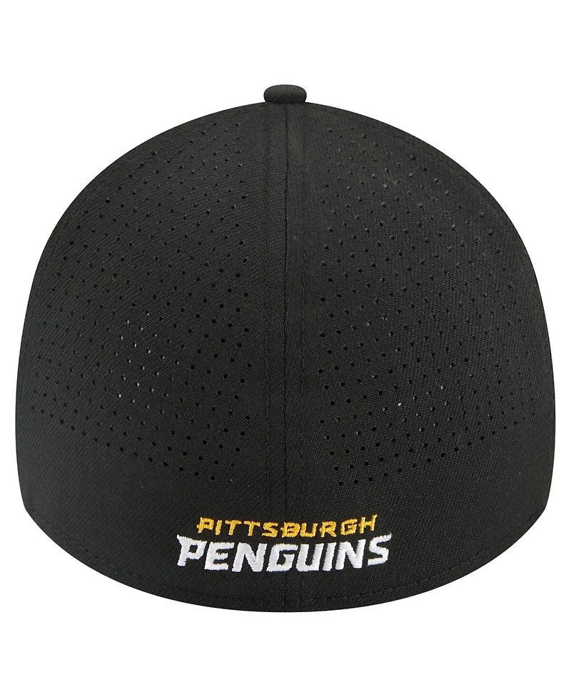 New Era Men's Black Pittsburgh Penguins 39THIRTY A-Frame Perforated Flex Hat
