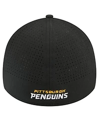 New Era Men's Black Pittsburgh Penguins 39THIRTY A-Frame Perforated Flex Hat