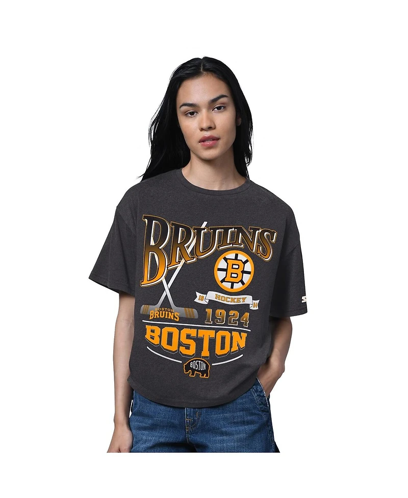Starter Women's Heather Black Boston Bruins Oversized Hall of Fame T-Shirt