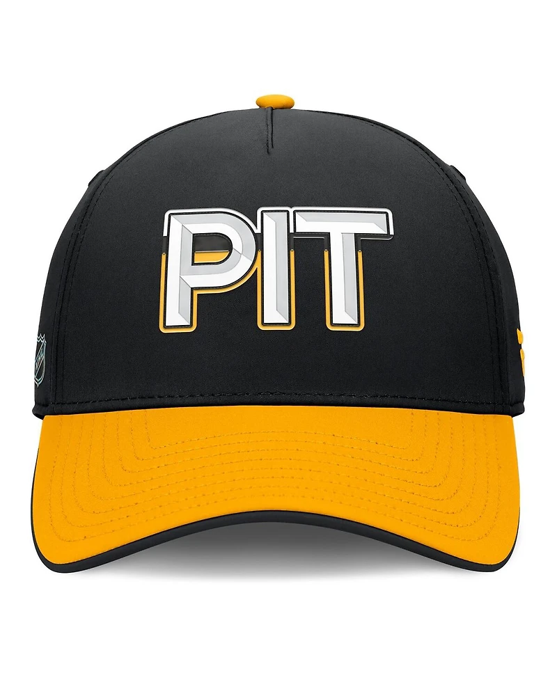 Fanatics Men's Black/Gold Pittsburgh Penguins Authentic Pro Rink Team Code Flex Hat