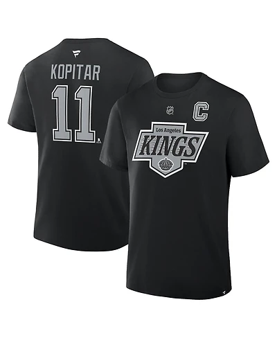 Fanatics Men's Anze Kopitar Black Los Angeles Kings Authentic Stack Name & Number T-Shirt
