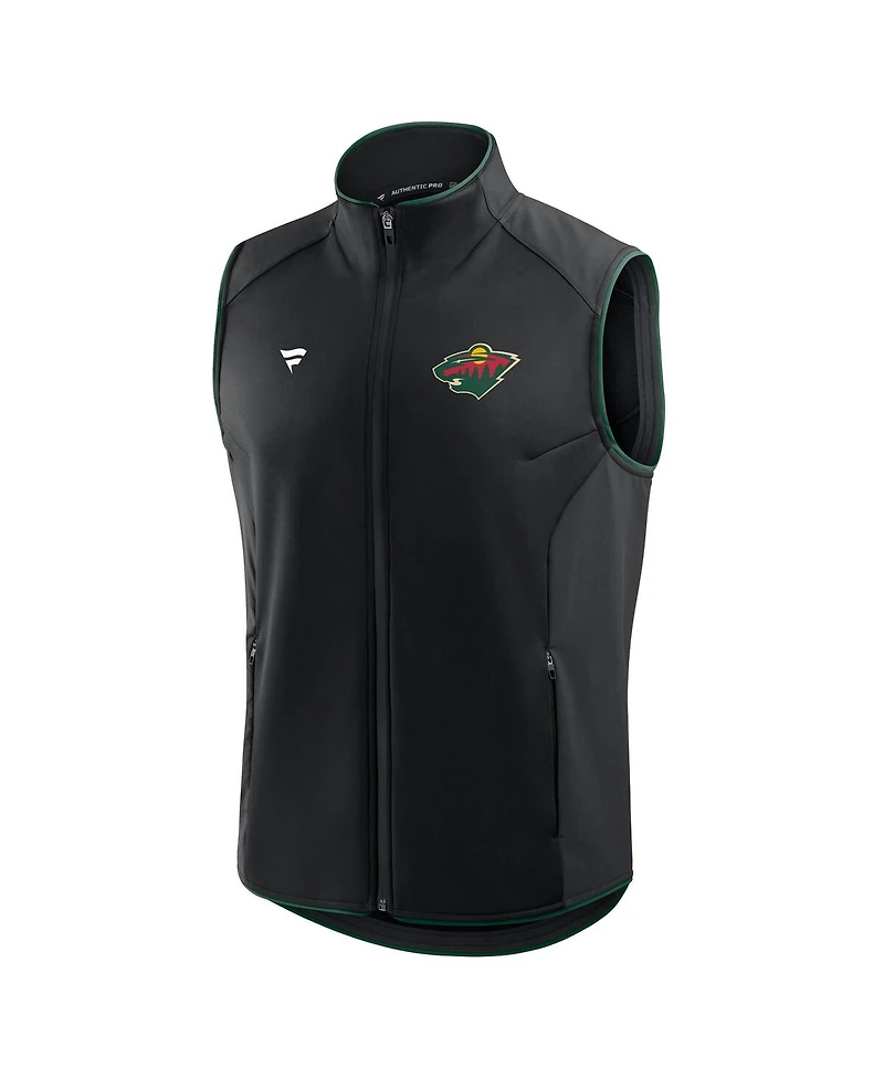 Fanatics Men's Black Minnesota Wild Authentic Pro Rink Full-Zip Vest