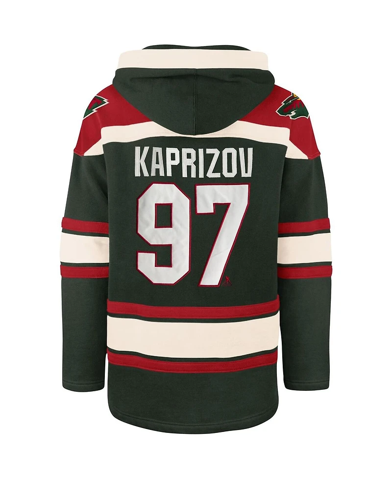 '47 Brand Men's Kirill Kaprizov Green Minnesota Wild Player Name & Number Lacer Pullover Hoodie