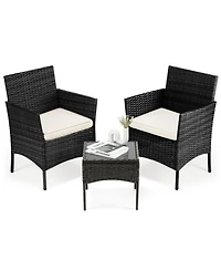Yiortwo 3 Piece Patio Furniture Set Rattan Outdoor Chair with Cushions