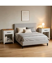 gaomon Set of 2 Farmhouse Nightstand with Charging Station