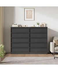 homfan 5 Drawer Dresser for Bedroom, Antique White Chest of Drawers 43" Tall with Large Storage Space, Modern Organizer Living Room