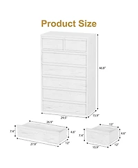 homfan 5 Drawer Dresser for Bedroom, Antique White Chest of Drawers 43" Tall with Large Storage Space, Modern Organizer Living Room