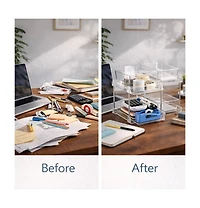 Sorbus 2 Pack 2-Tier Pull-Out Office Storage Organizers for Desk and Office Supply Organization