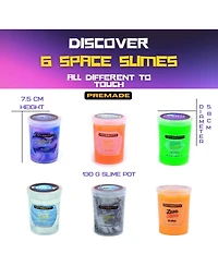 ToysButty Finoclay 6 Pack Different Scented Strechy Metallic Slime with 15 Space Charms and Mixins, Glow Neon and Clear Putty Toy Set for Girls Boys