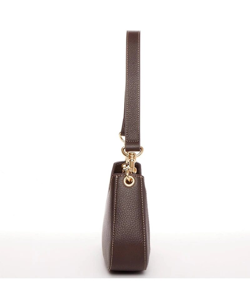Susu Women's Pebbled Leather Baguette Shoulder Bag East West Crescent Hobo Purse