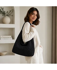 Susu Women's Suede Woven Hobo Bag Large Slouchy Tote for Women Work Shoulder