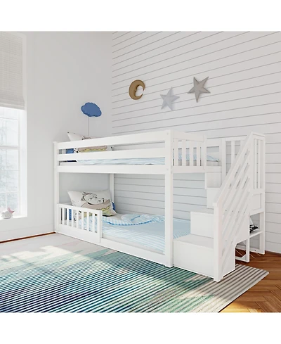 Max Lily Low Twin over Bunk with Stairs Single Guard Rail