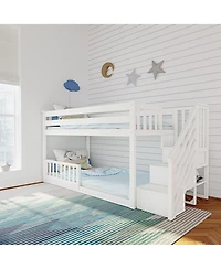 Max Lily Low Twin over Bunk with Stairs Single Guard Rail