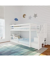 Max Lily Low Twin over Bunk with Stairs Single Guard Rail