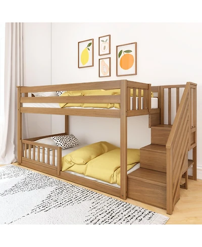 Max Lily Low Twin over Bunk with Stairs Single Guard Rail