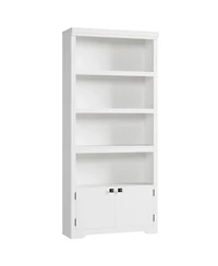 gaomon 5 Tier Bookshelf Farmhouse Bookcase with 2 Doors Adjustable Shelves Anti-Slip for Home Office Living Room, Study