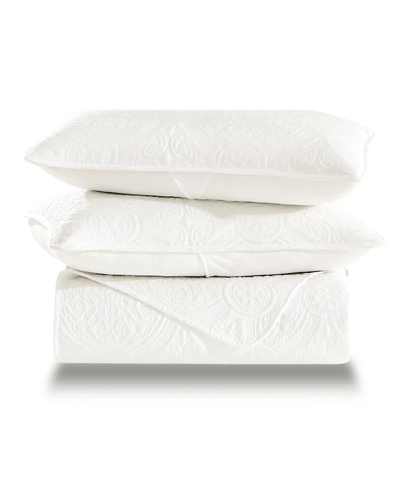Simply Soft Heavily Stitched Solid 3-Pc. Quilt Set