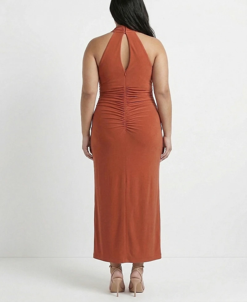 Taylor Plus Flutter Capelet Cowl Neck Dress