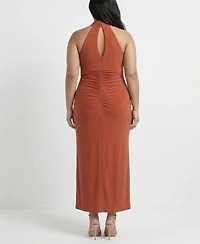Taylor Plus Flutter Capelet Cowl Neck Dress